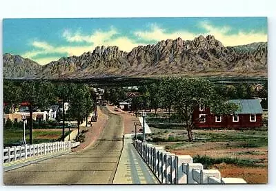 LAS CRUCES NM New Mexico ~ VIADUCT & TOWN VIEW ~ ORGAN MTS. C1950s  Postcard • $6.98