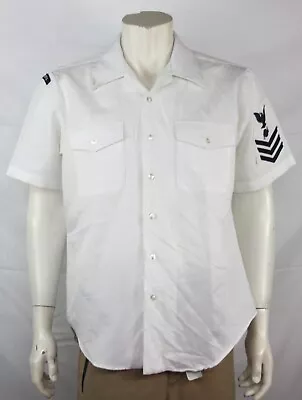 Genuine Surplus US Naval Tropical White Dress Shirt 44  Chest (1314) • £14.99