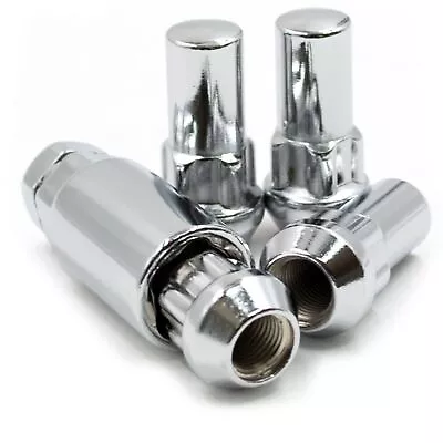 Lug Wheel Lock Nuts 9/16-18 Chrome Bulge Acorn Locking Lugs 1.9  Tall Set Of 4 • $26.82