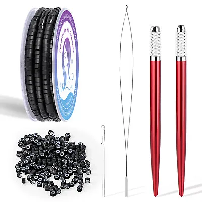 Pieces Silicone Lined Micro Rings Pulling Hook Needle Bead Device Tool Kits • $10.99