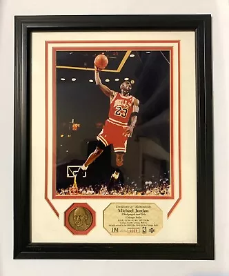 Michael Jordan Last Shot Upper Deck Photo And Collector Gold Coin COA • $100