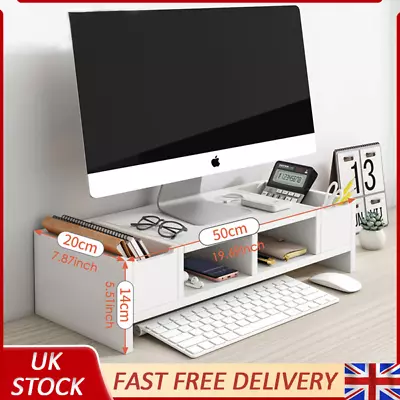 3 Color Computer Monitor Stand Riser Desktop Display Shelf Holder Desk Organiser • £17.99