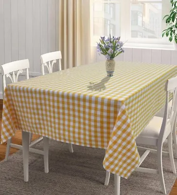 Cotton Gingham Check Yellow 4 Seater Table Cloth CM Brand New. • £13.50