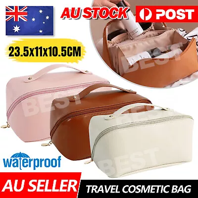 $12.95 • Buy Large Capacity Makeup Travel Cosmetic Bag Organizer With Brushes Slots Dividers