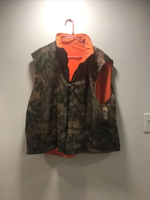 $15 • Buy Vintage Woolrich Reversible Vest, Advantage Camo, Blaze Orange, 2XL