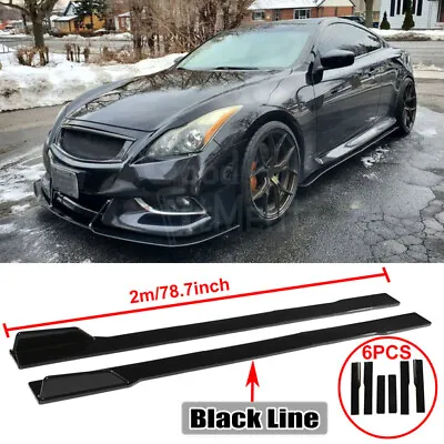 For Infiniti G37 G35 Coupe 78.7'' Gloss Black Side Skirt Extension Rocker Panel • $69.11