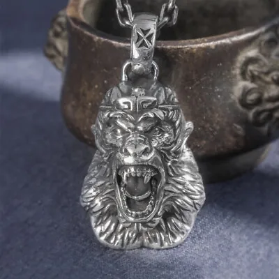 Real Solid 999 Fine Silver Pendants Monkey King Animals Fashion Punk Jewelry • $107.96