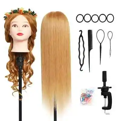 Training Head 24-27 Inch 100 Real Hair Hairdressing Head Professional Training • £14.99