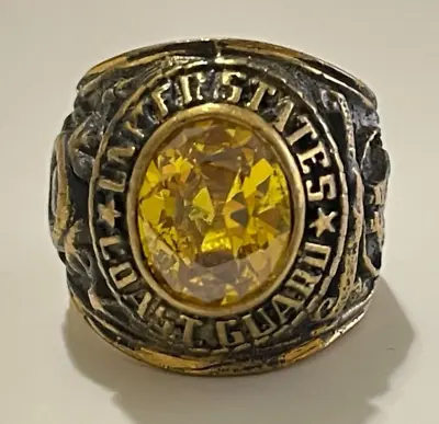 Vintage Ring UNITED STATES COAST GUARD YELLOW Stone Vietnam War Era • $30.99