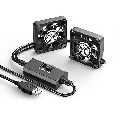 ELUTENG Dual 40mm USB Fan 5V With 3 Speed Control 5500 RPM 2 In 1 Mini PC Fan • £20.99