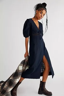 Free People Slow Pace Midi Dress - Black - Size XS - BNWOT • £29.99