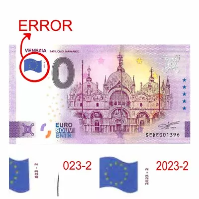 0 € Zero Euro Souvenir Official Note Italy '23 - Venice Basilica Error • £13.60