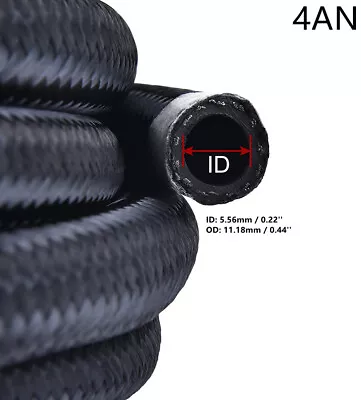 AN4/AN6/AN8/AN10/AN12 Fuel Hose Oil Gas Line Nylon Stainless Steel Braided NEW • $21.09