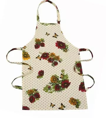 3 X Apron Floral Flower Yellow Cream 100% Cotton Adjustable - Cooking Baking • £9.99