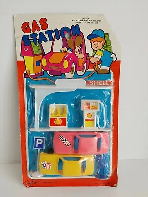 Vintage Day-Fran Playset Shell Gas Station Cars Sealed Package Hong Kong #13901 • $19.90