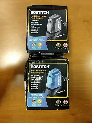 2 Pack: Bostitch Multi-Mount Manual Pencil Sharpener Black & Blue  -  E5A • $16.99