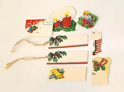 Vintage Christmas Gift Tags 1960s - Candle Bells Holly Red And Green • $4.99