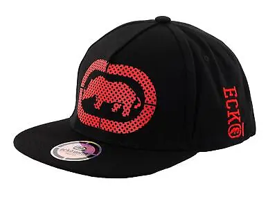 Ecko Unltd Men's Flat Bill Adjustable Snap Back Baseball Hat Black • $17.99