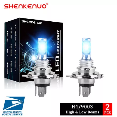 2x Ice Blue 8000K H4 Super Bright 9003 LED Headlight High Low Beam Bulbs Kit 40W • $14.73