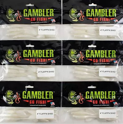 *lot Of 6* Gambler Lures 4  Flapp'n Shad White Lightning Bm3419 • $8.05