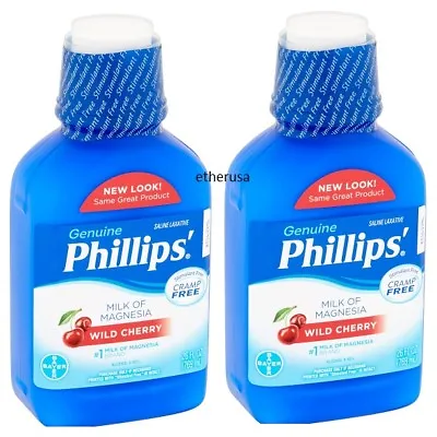 Phillips Genuine Milk Of Magnesia Wild Cherry Saline Laxative Liquid26oz(2Pack) • $29.99