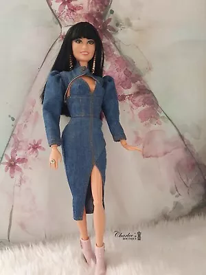 Barbie Doll Denim Dress And Borello Jacket 2pcs Set (MADE IN PERTH) • $28