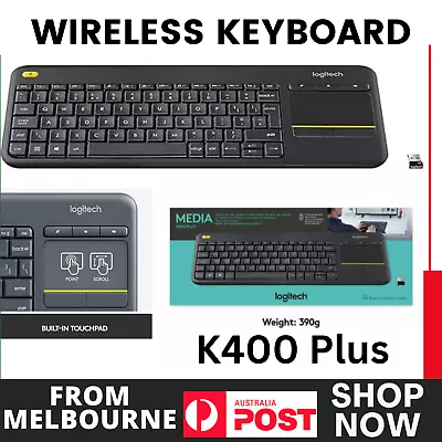 Logitech K400 Plus Wireless Keyboard For PC/TV/Laptop W/Touchpad Plus Receive • $97.99