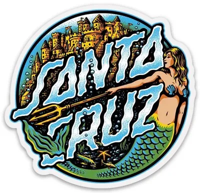 Santa Cruz Mermaid Skateboard Water Bottle Laptop Beach Sticker California CA • $5.95