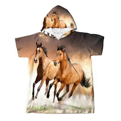 Unicorn Horse Zebra Heart Dream Big Kids Hooded Swim Beach Towel Pocket Sleeve • £23.99