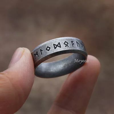 Mens Stainless Steel Valknut Viking Rune Wedding Band Ring Size 7-15 Gift • $7.99