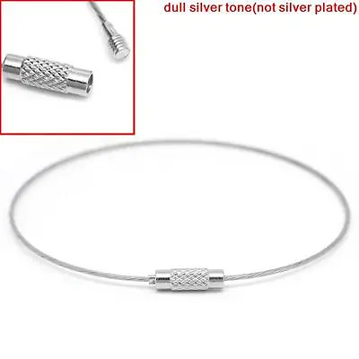 10 STEEL SCREW CLASP TIGER TAIL~23cm~BRACELET~MEMORY BEADING WIRE~Charms (44H) • £3.20