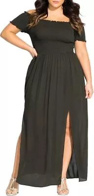 City Chic Ladies Summer Passion Maxi Dress Sizes 14 16 18 20 22 Colour Military • $24.99