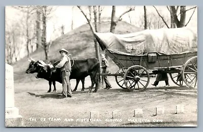 Marietta Oh Ox Team & Historical Mound Vintage Real Photo Postcard Rppc • $14.99