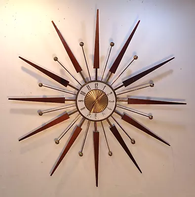 VTG Mid Century Modern Elgin 30.5  Starburst Sunburst Wall Clock Retro 1960's • $599.95