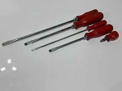 MAC Tools USA 5pc Flat Head Slotted Screwdriver Set Lot - Red Hard Handle • $79.99