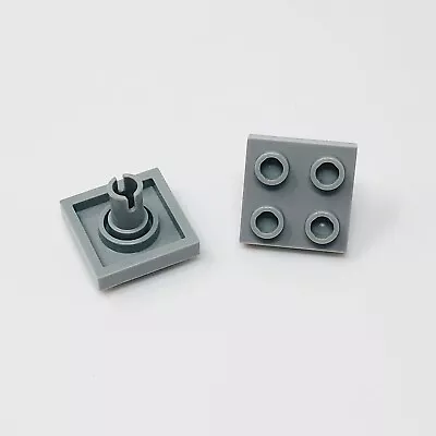 2476 LEGO Parts Plate Modified 2x2 W/ Pin On Bottom LIGHT BLUISH GRAY (2) • $1.25
