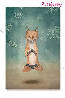 Meditating Fox Namaste Chakra For Yoga Room Poster Wall Art Vertical • $15.50