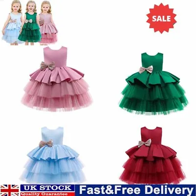 Flower Girls Bridesmaid Dress Baby Kids Party Lace Bow Wedding Dresses Princess • £11.99