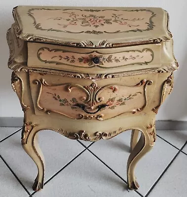 £301.73 • Buy Bedside Table Convex Venetian Paint Lacquered Painting Baroque
