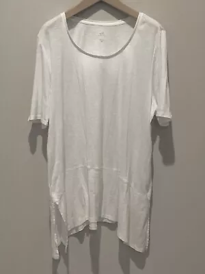 J Jill Shirt 2X White 100% Pima Cotton Dipped Hem Short Sleeve Tunic NWOT • $19.99