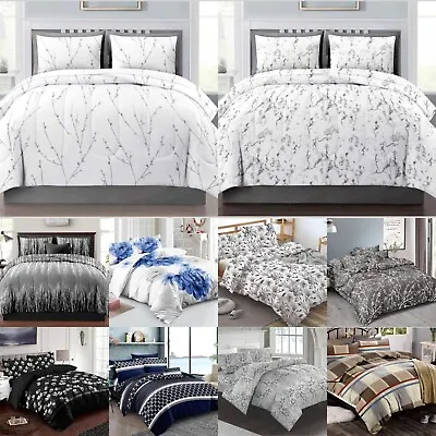 100% Egyptian Cotton Feel Duvet Cover Set Fitted Sheet Quilt Bedding Double King • £18.99