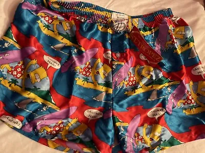 VTG Simpsons Bart Hawaiian Swim Trunks Board Shorts  Medium RARE NEW Aussie • $26.99