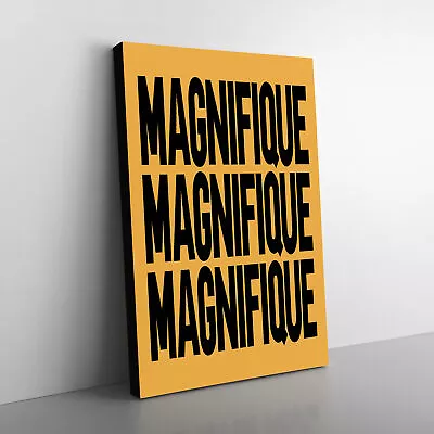 Magnifique Yellow Typography Canvas Wall Art Print Framed Picture Home Decor • £24.95