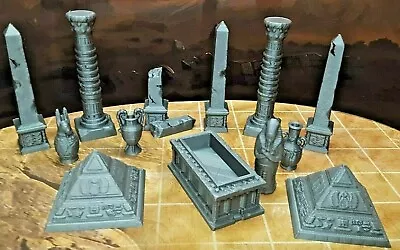 13 Piece Egyptian Tomb Decoration Set Mummy Pharaoh Scatter Terrain Scenery • $13.99