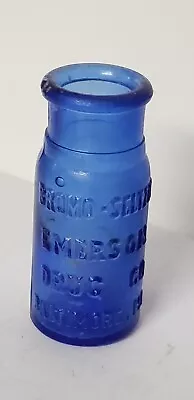 Vintage Embossed Cobalt Blue Bromo-Seltzer Emerson Drug Co Small Bottle • $5