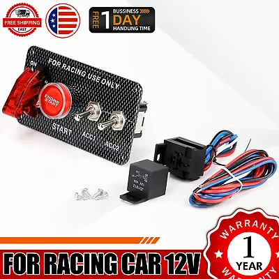 Carbon Ignition Switch Panel Engine Start Push Button LED[12V] Toggle Racing Car • $24.98