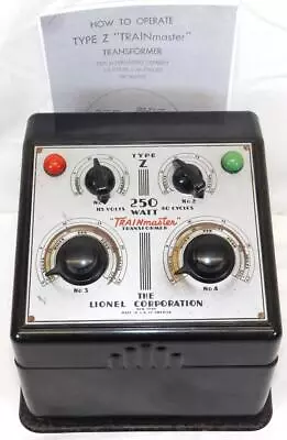 Lionel Type Z Transformer 250 Watts 4controls TrainMaster 1938-47 Std/O +instruc • $165