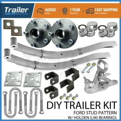 $261.43 • Buy DIY SINGLE AXLE TRAILER KIT  Slipper Springs Trailer SG Cast Hubs