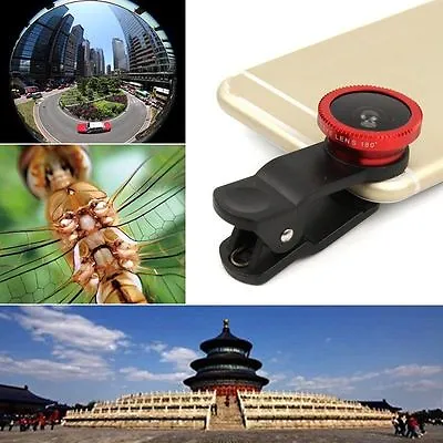 3in1 Fisheye Camera Angle Widener Macro Lens Clip For IPhone Samsung Sony IPAD • $2.57