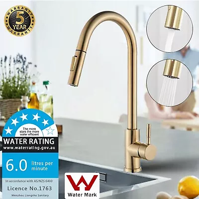 WELS Kitchen Mixer Taps Gold Pull Out Sink Taps 360° Swivel Single Lever Faucet • $55